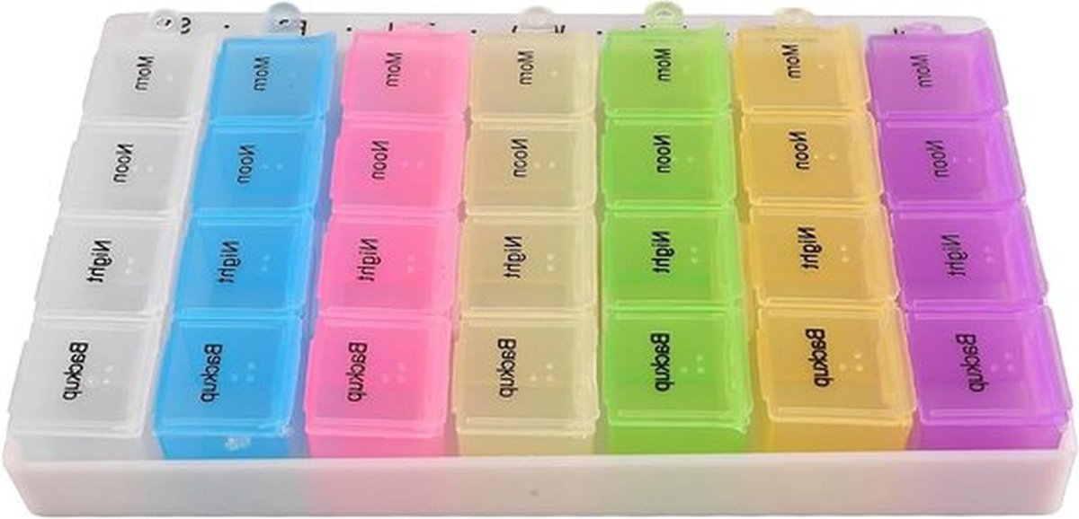 28 Compartimenten Vitamine-etui Met Weekindeling en Transparante Doos - Organiser voor Medicatie en Visolie