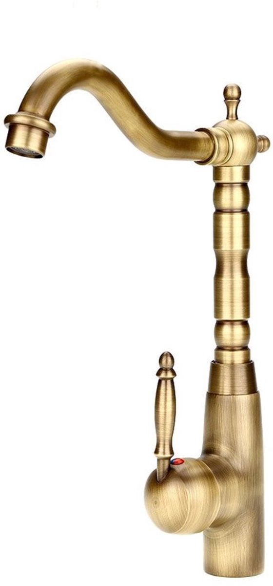 Retro wastafelkraan - Keukenmengkraan - Luxe ontwerp - Geel brons - Waterfilter kraan - Geschikt voor badkamer en keuken