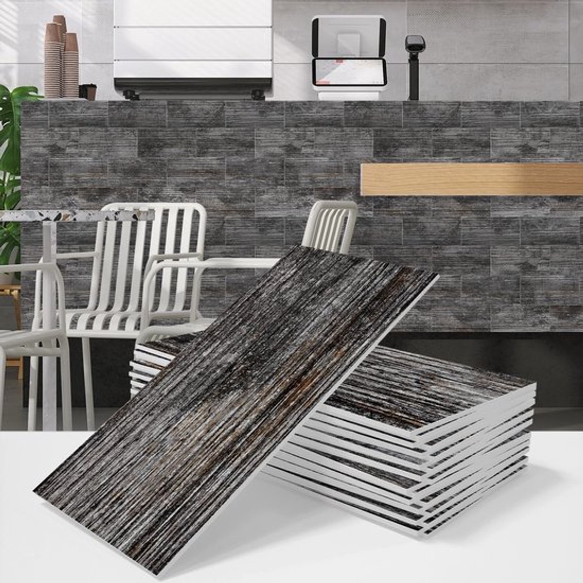 Tegelstickers 12 Stuks - Houten Look - Zelfklevend - 10 x 30 cm - Waterdicht - Wandtegels Badkamer - Verbeterde Hechting
