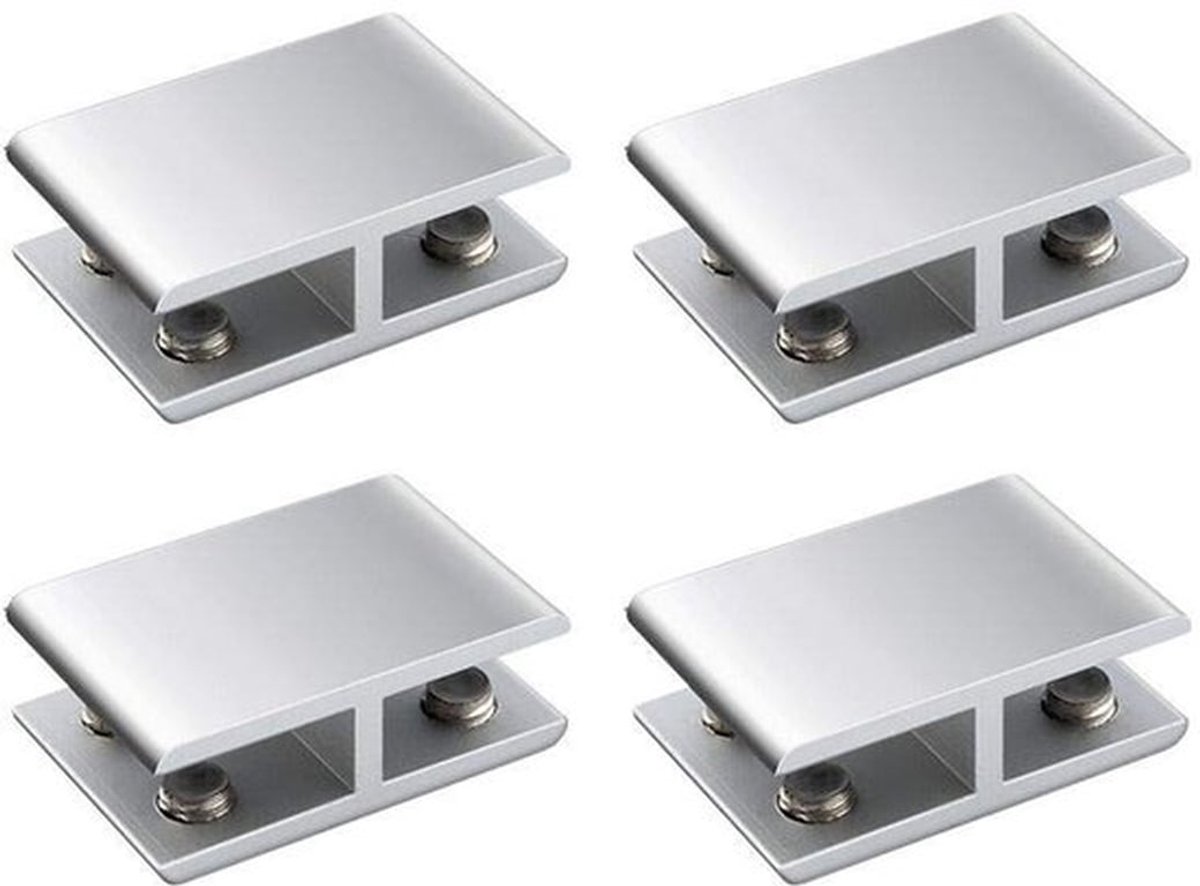 Glasclips Dubbelzijdig - Verstelbare Aluminium Beugel - Antislip Design - Geschikt voor 10-12 mm Dikke Glas - Eenvoudig te Installeren - Duurzaam en Roestvrij - Glasbeugels