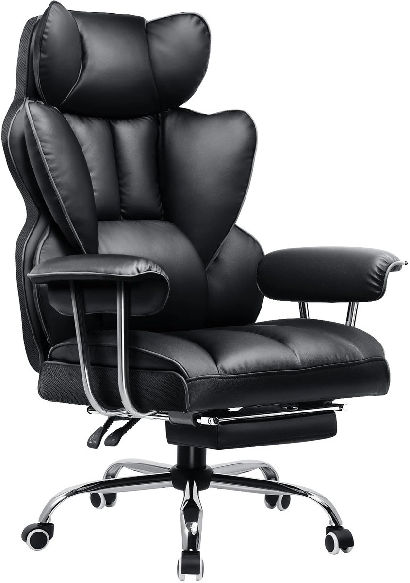 QUESTYR - Zwart - Gaming Stoel - Ergonomische Bureaustoel Met Voetensteun - Stoffen Oppervlak -
