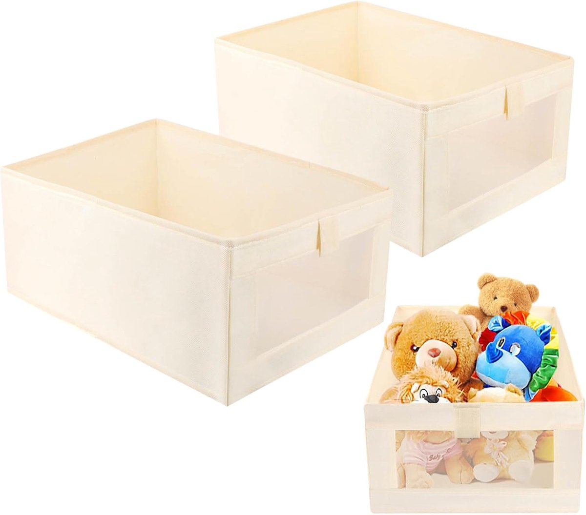 Talifoca Opbergdoos, set van 2 opbergdozen, opbergdoos, opbergbox met transparant kijkvenster voor kledingkast, kleding, boeken, cosmetica, speelgoed