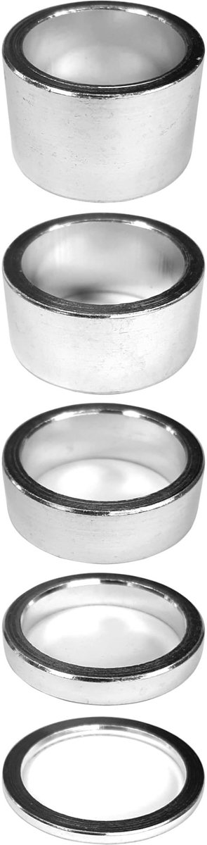 Cyclingcolors 5 x fiets Ahead stuurpen spacer afstandsringen aluminium MTB racefiets afstandsschijven headset stuurset Spacer zilver, 1 1/8 inch 2 + 5 + 10 + 15 + 20 mm