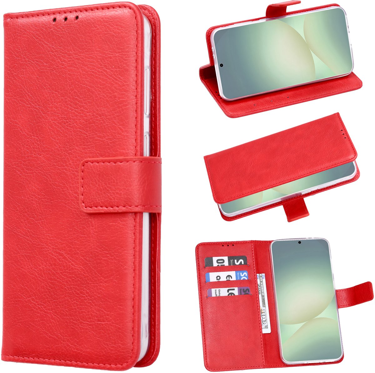 Casemania Hoesje Geschikt voor OPPO Reno16 Pro 5G en OPPO Reno16 5G - Rood - Portemonnee Book Case met Pasjeshouder - Wallet Telefoonhoesje