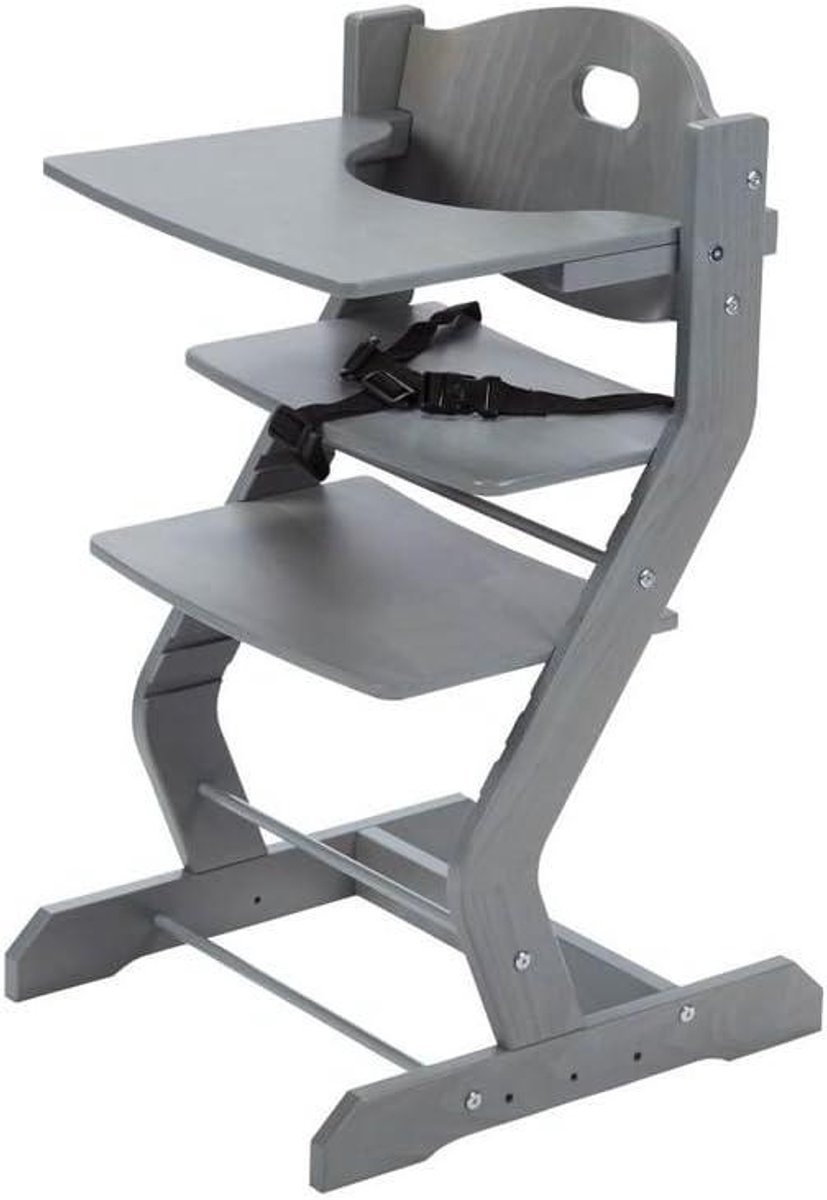Kinderstoel - Eetstoel Baby - Aan Tafel Zitten - Inclusief Veiligheidsbeugel - 50x43x81 cm - Grijs