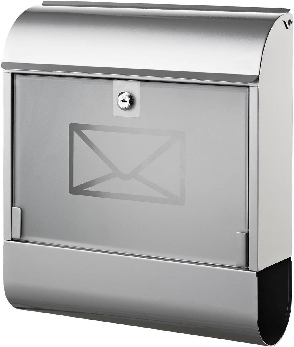 Brievenbus met box - Postbak - Post ontvangen - Inclusief 2 sleutels - 36 x 40 cm - Zilver