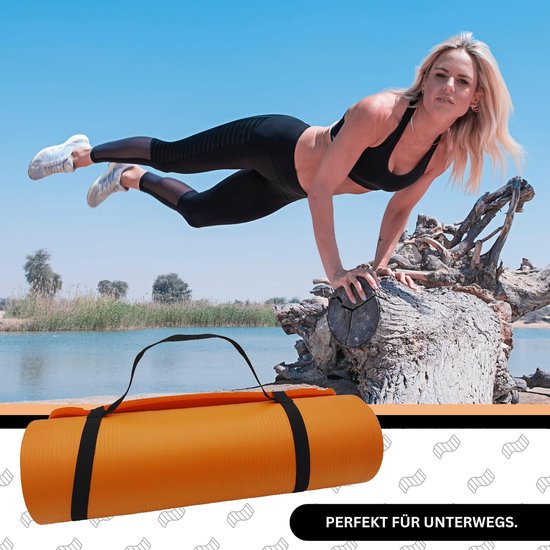 Deluxe yogamat - Gevoerde gymnastiekmat - Comfortabel sporten - Extra dik 15mm - 180 x 60 cm - Oranje van deluxe — afbeelding 2