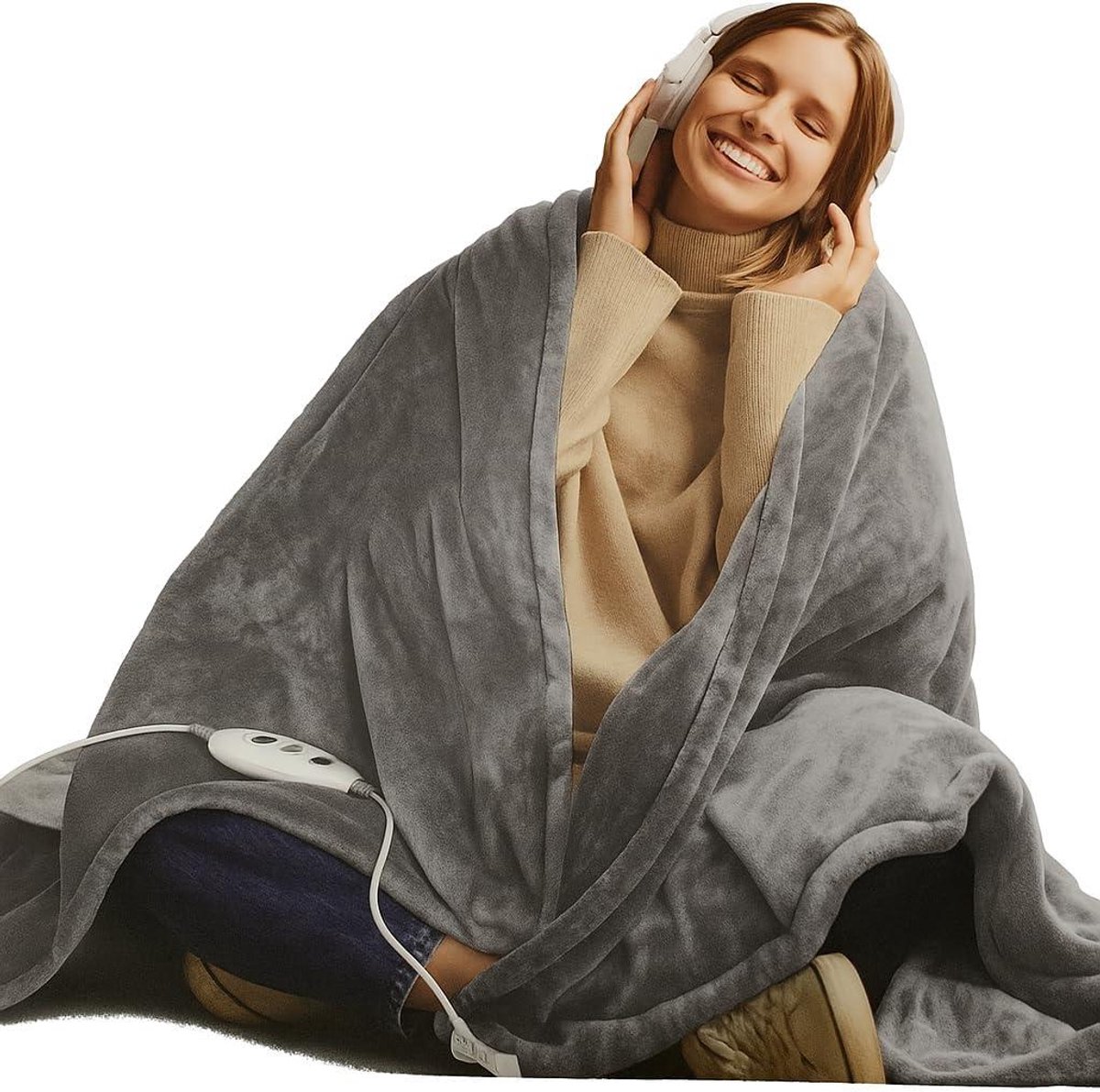 Verwarmde Deken - Fleece Plaid - Comfortabele Warmte - 6 Warmte-instellingen - 130x180 cm - Antracietgrijs