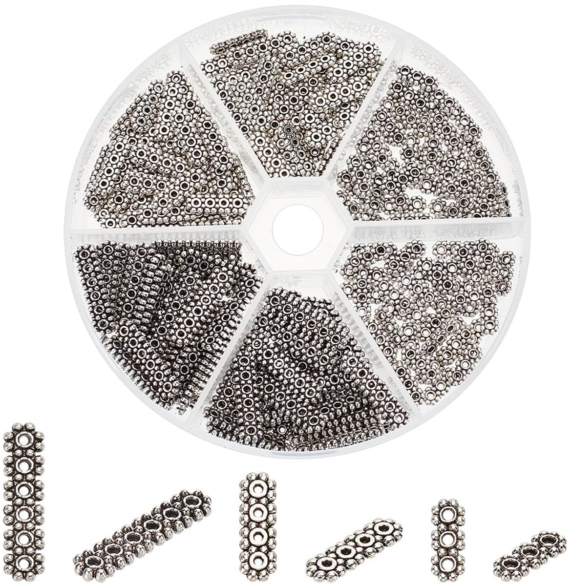 PandaHall 240 stuks afstandhouders antieke Tibetaanse draadscheiders afstandhouders 3/4/6 gaten connector voor meervoudige verbindingsstang voor gelaagde sieraden