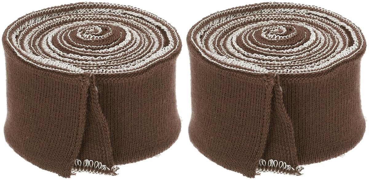 Elastische manchetten voor het naaien van gebreide geribbelde katoenen stof mouwen tailleband geribbelde afwerking, [voor kleding, knutselwerk] - bruin/ 2 stuks