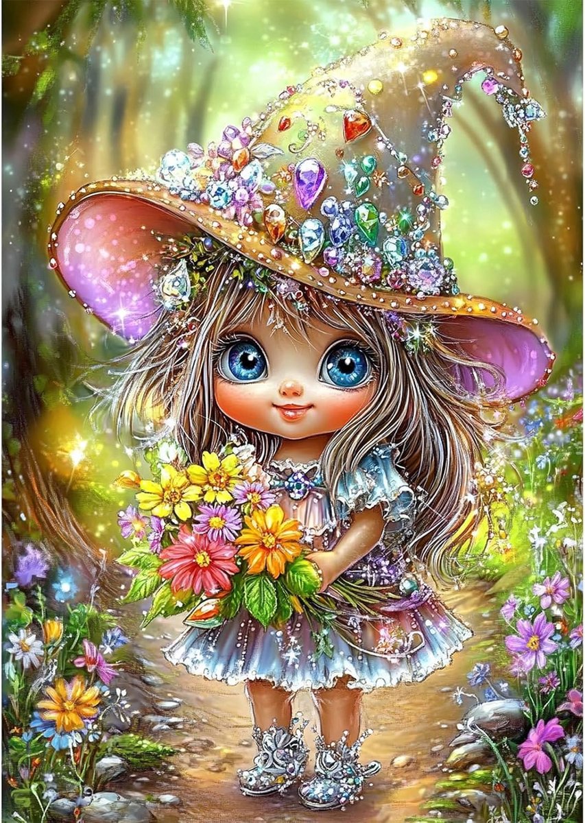 5D Schattige Elf Diamant Schilderij Set voor Volwassenen Bloemen DIY Cartoon Volledige Boor Handwerk Woonkamer Decoratie 30x40cm