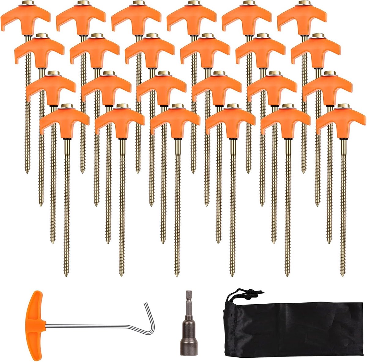 Tentharingen Schroef, Zware Tentharingen | Metaal Heavy Duty, Haringen Staal, voor Kamperen en Buiten, Harde Grond, Bos, Weide, Gras, Robuust & Sterk