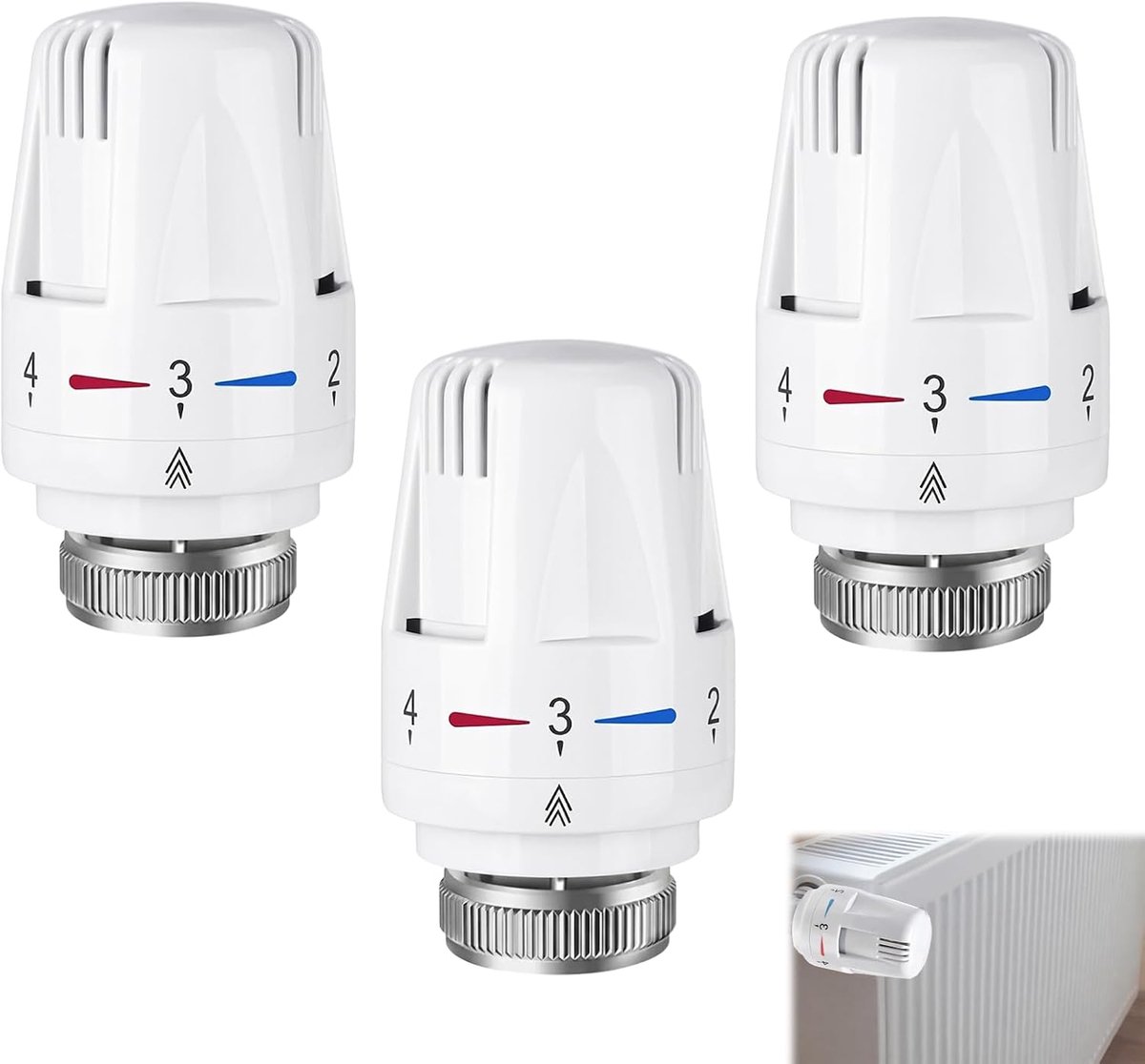 4 stuks thermostaatverwarming, thermostaatkop met nulstand M30 x 1,5 radiatorthermostaat, thermostaatkop radiatorventiel, radiatorreservekop, thermostaatventielkop voor kantoor thuis