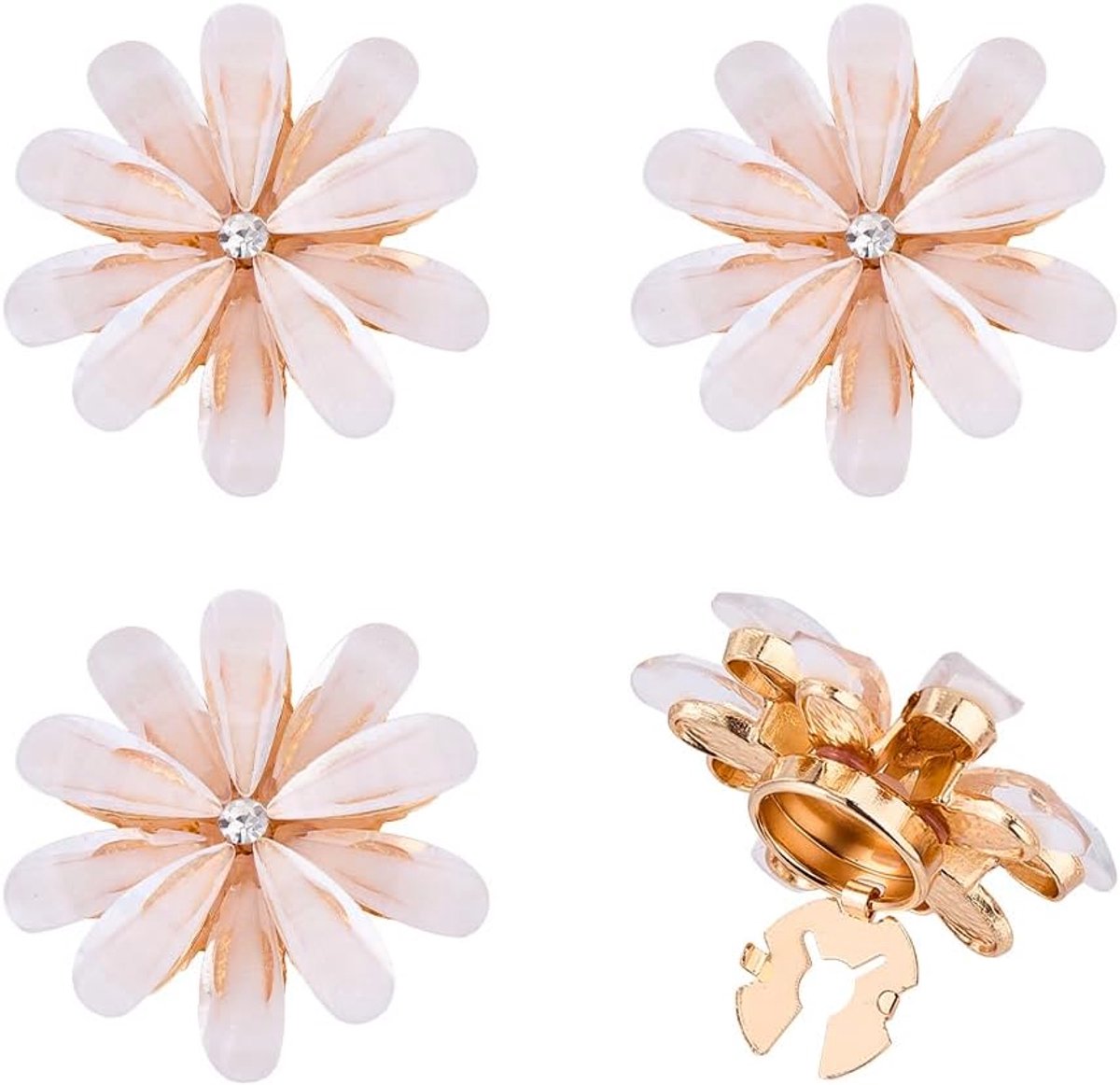 Knopen 4,5 cm glitter bloemen knoopafdekkingen fonkelende elegante dames manchetknopen strass knopen sieraden clip afneembare knopen voor overhemden jurken jassen