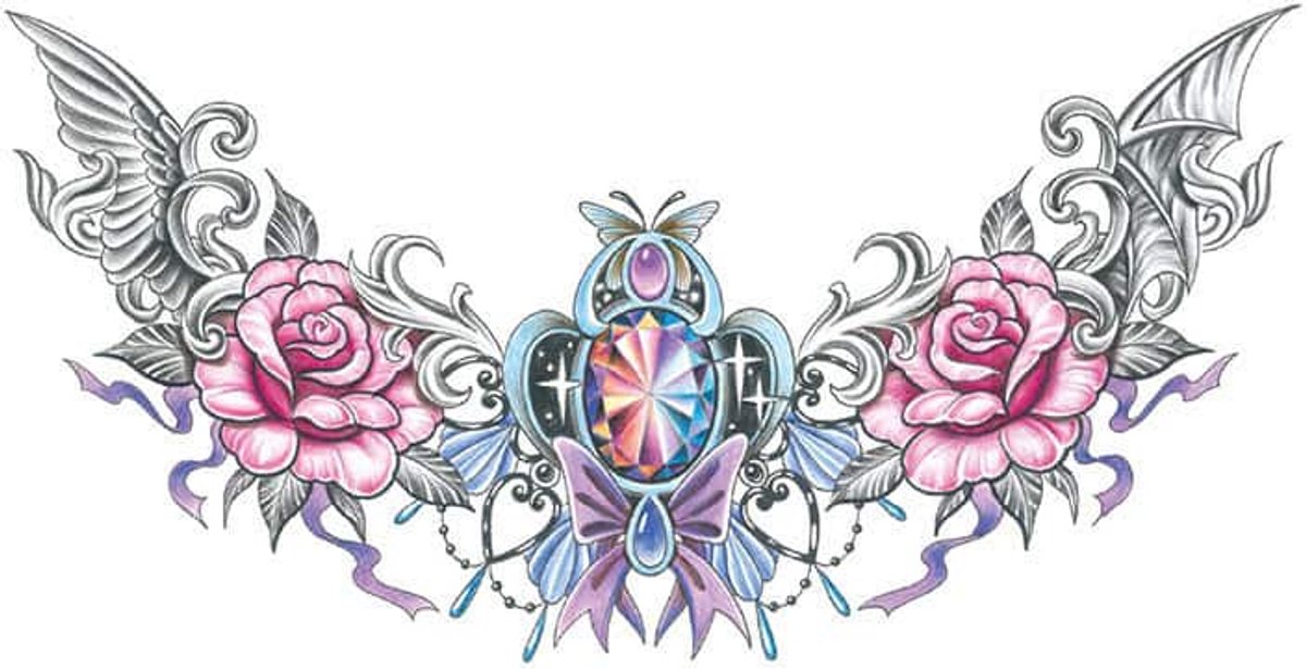 Tijdelijke tattoo bloemen crystal wings 3 dagen