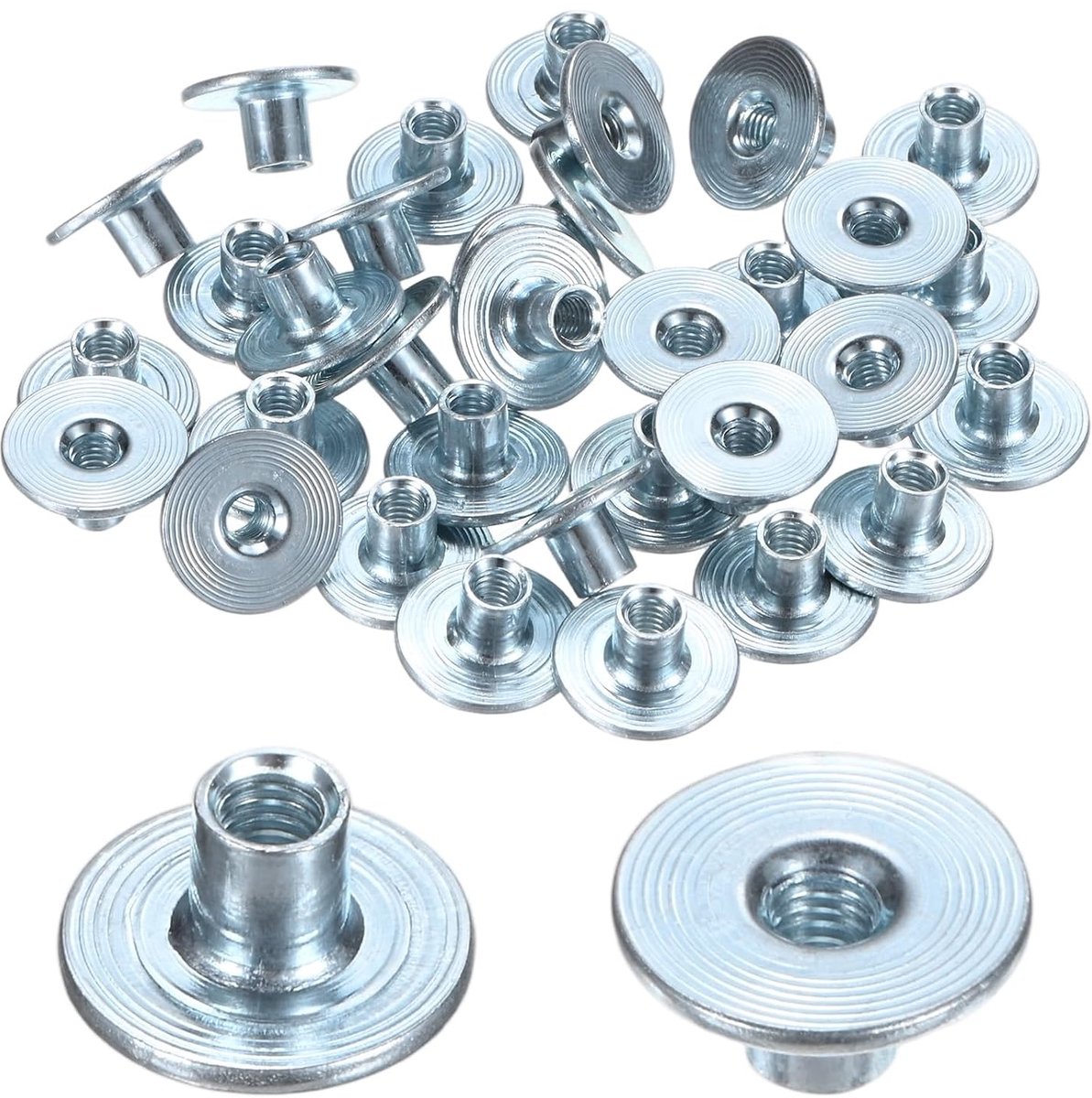 50 stuks M4 x 8 mm T-groef verzinkt koolstofstaal T-moer ronde basis lasmoeren doorgaand gat meubelhardware flens inbouwschroefdraad zilver