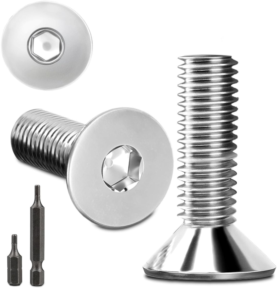 150 stuks verzonken kopschroeven roestvrij staal M4X16mm binnenzeskant M4 roestvrijstalen schroeven verzonken kop schroeven stopcontact schroefdraadschroeven verzonken schroef DIN 7991/ISO 10642 met 2