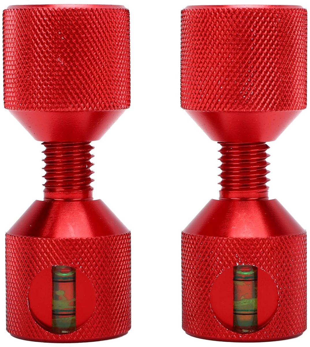 2 Stuks 1-1/8 Inch Aluminiumlegering Tweegats Flensuitlijningspennen met Ingebouwd Niveau voor Snelle Pijpflensnivellering Geanodiseerd Rode Afwerking