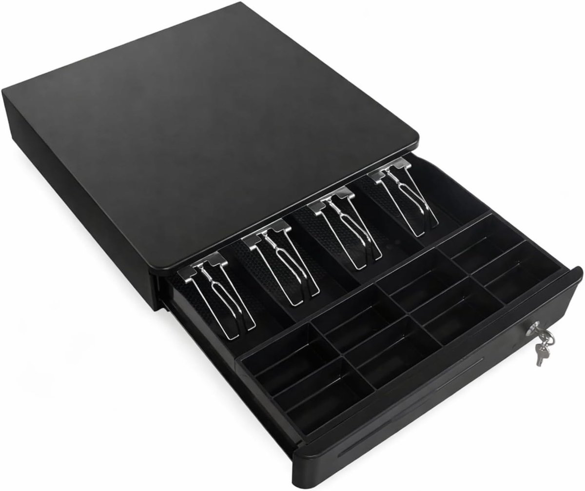 Kassalade 40 cm voor kassa, 4 vakken voor bankbiljetten, 8 vakken, RJ11/RJ12, zwart