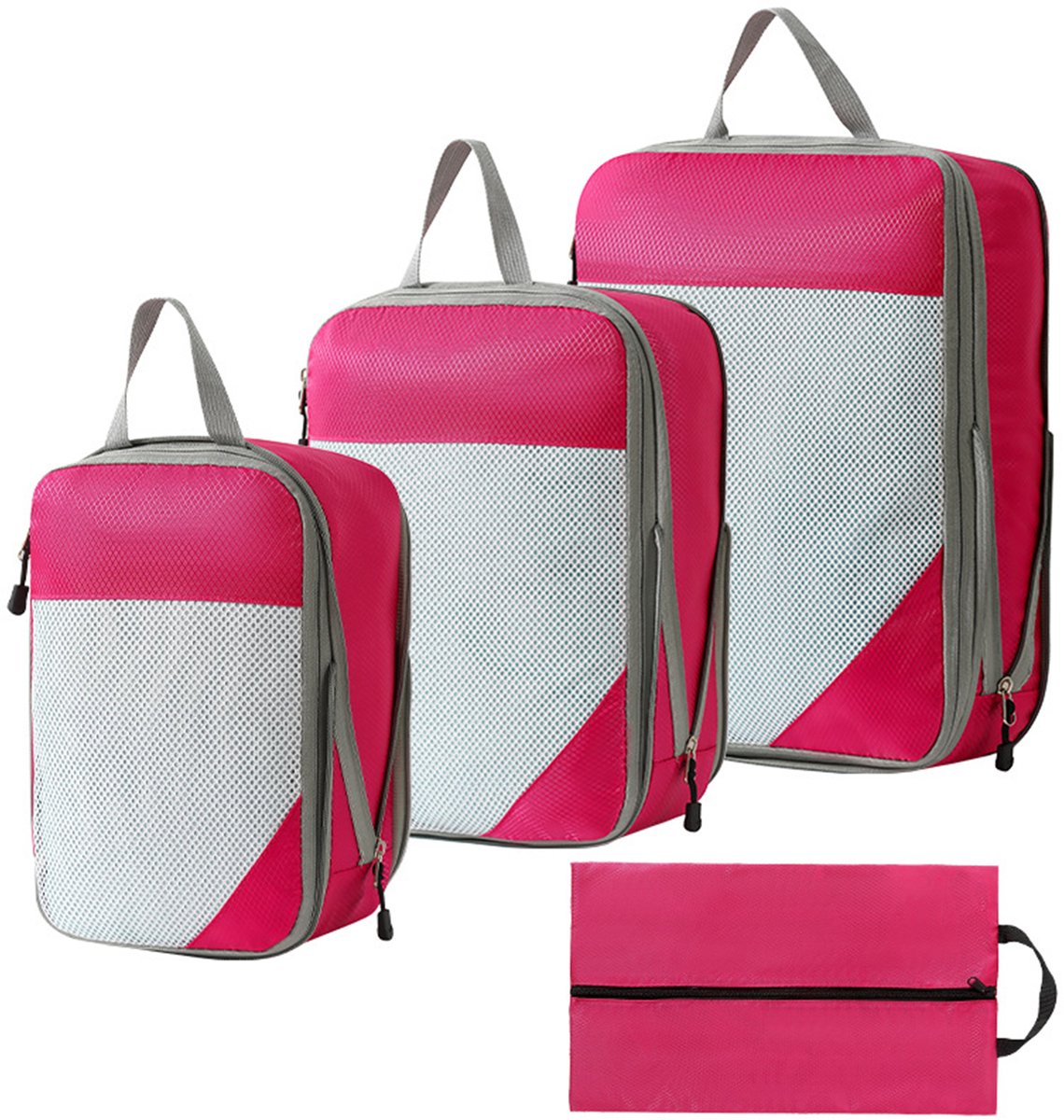 MODENUIT Reiskubus – Comprimeerbaar Met Dubbele Rits – 38 x 27 x 3 cm – Oxfordstof – Zwart – Kofferorganisatie