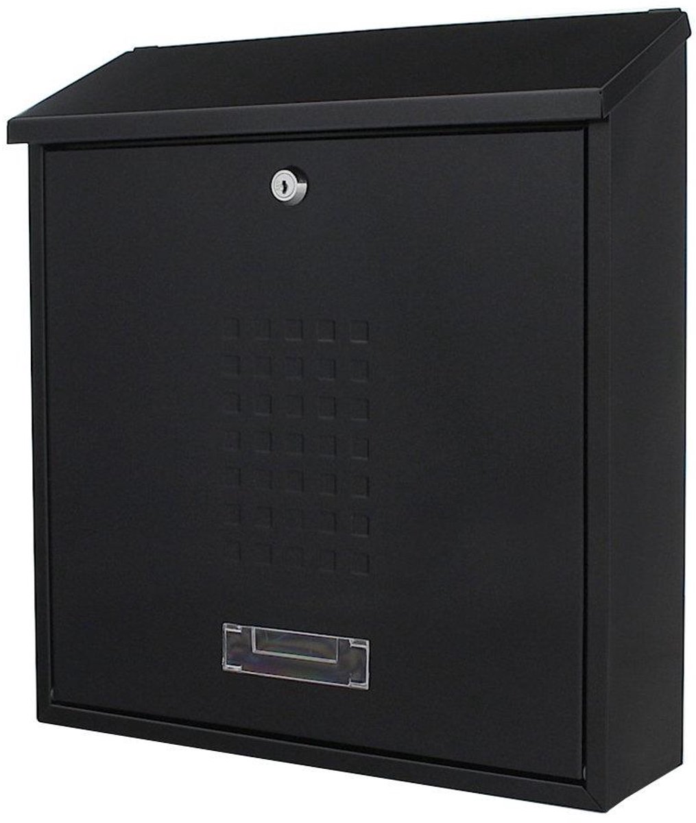 Brievenbus met Klep - Wand brievenbus - Post Ontvangen - Met Naamplaatje - 40 x 36.5 cm - Zwart Grijs