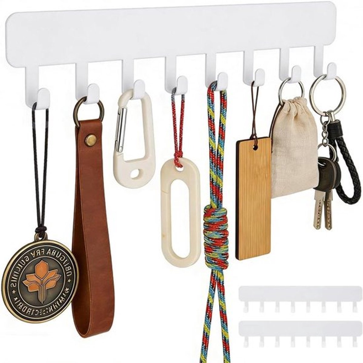 Set van 2 Sleutelhouders - Roestvrij Staal - Ruimtebesparende Sleutelbord Organizer - Hal Woning Accessoires