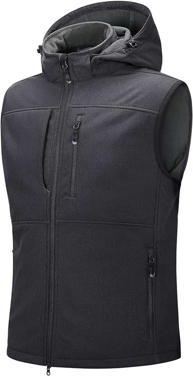 33,000ft Outdoorjas voor heren, waterdicht, softshell, mouwloos, bodywarmer, fleecevest, volledige ritssluiting