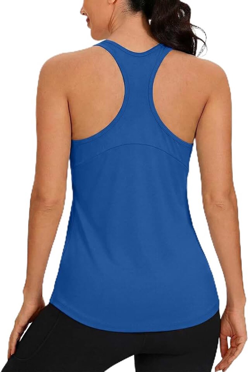 Reflecterende sporttop voor dames, racerback, fitness, tanktop, ademend, licht, sneldrogend, gym top