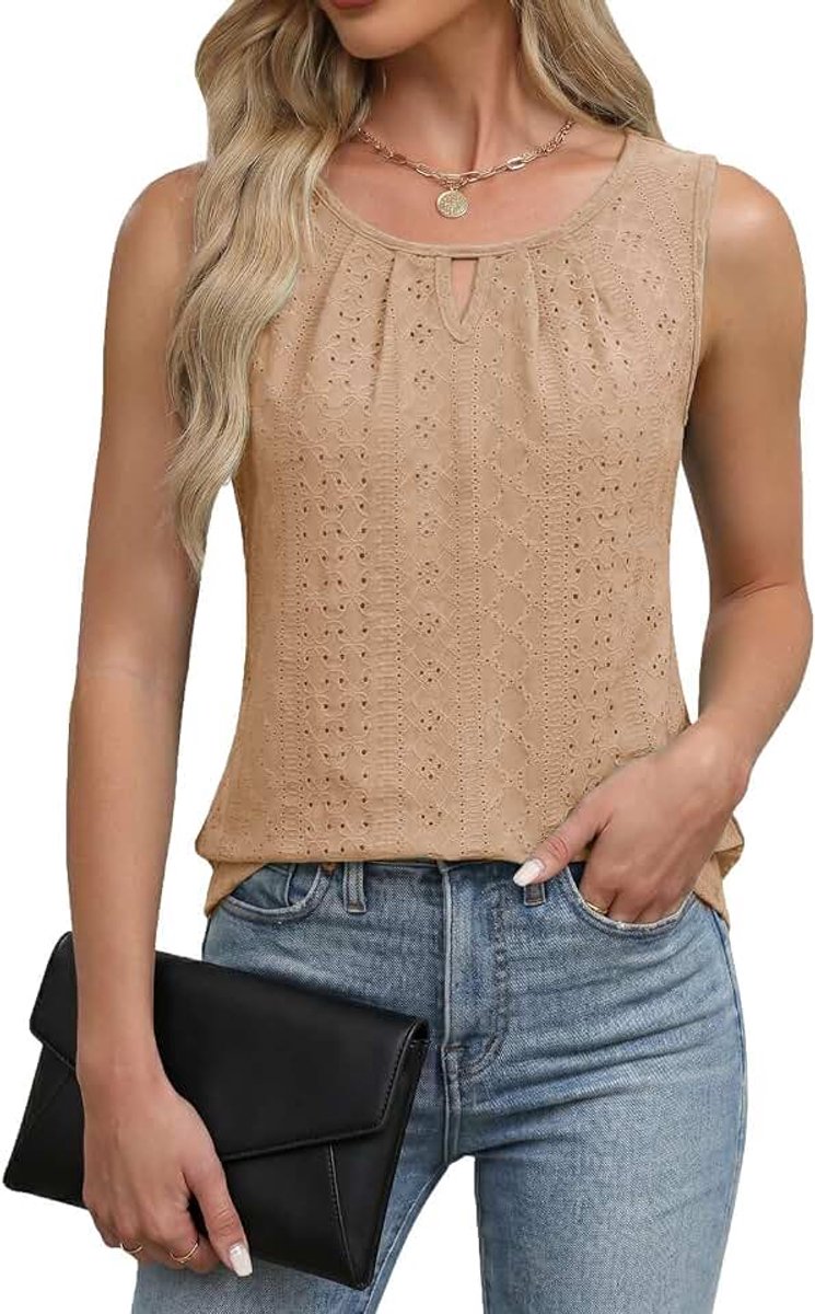 Tanktops zomer shirts mouwloze blouse elegant bovendeel voorkant plooien tuniek blousetop