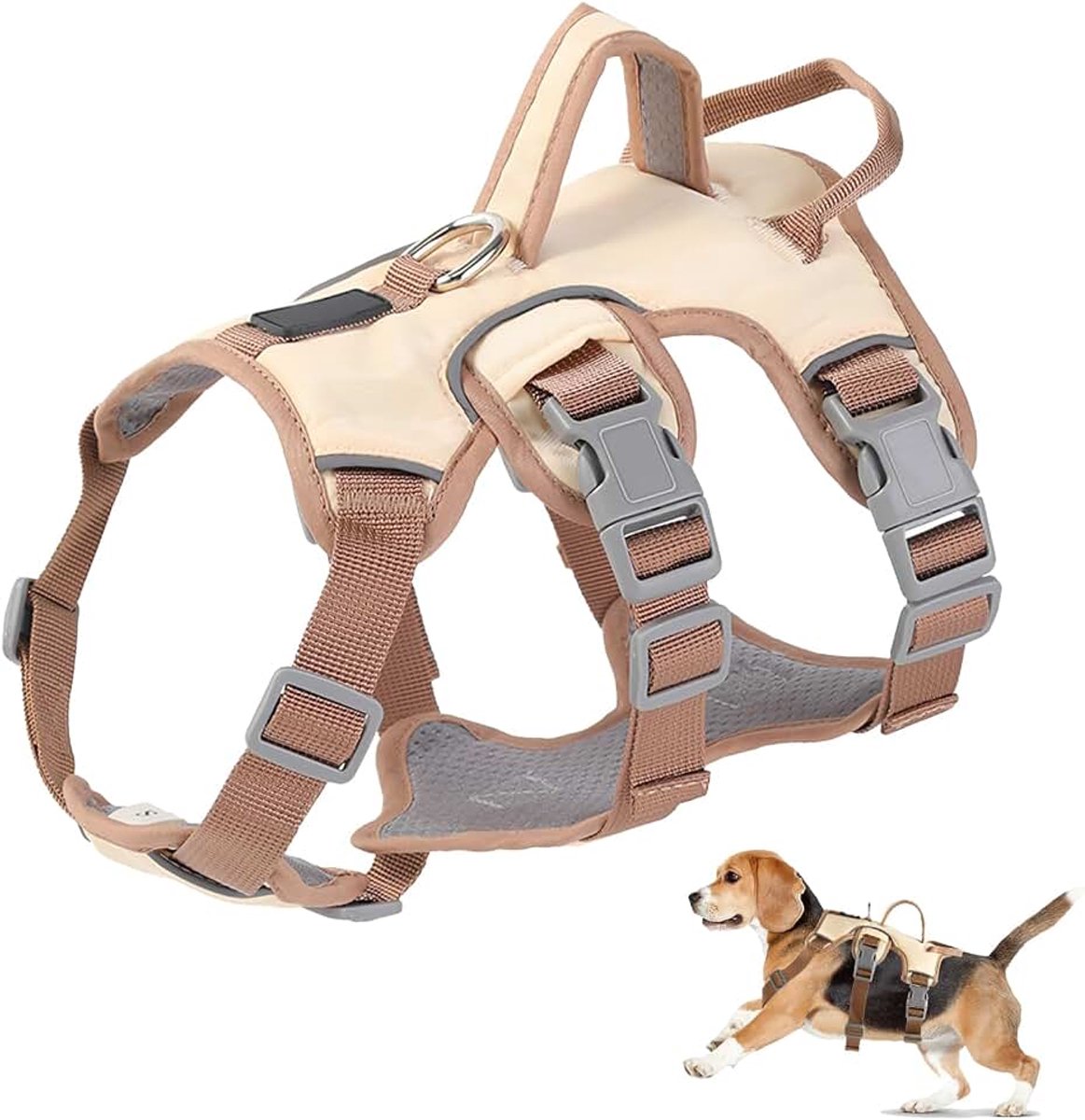 Hondentuigje voor kleine, middelgrote en grote honden, ademend, verstelbaar, comfortabel, anti-trek, lekvrij, met 2 handgrepen, ideaal voor hardlopen en wandelen