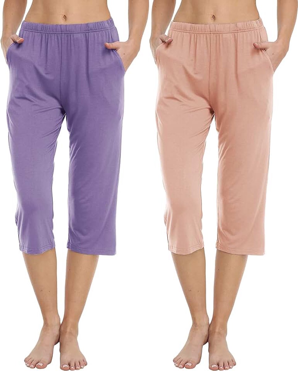 Pyjamabroeken Zachte Modal Nachtkleding Pyjamashort Woonbroek met zakken | Comfortabele, superzachte nachtkleding, 3/4 loungebroek, huispak, korte vrijetijdsbroek, capribroek met zakken