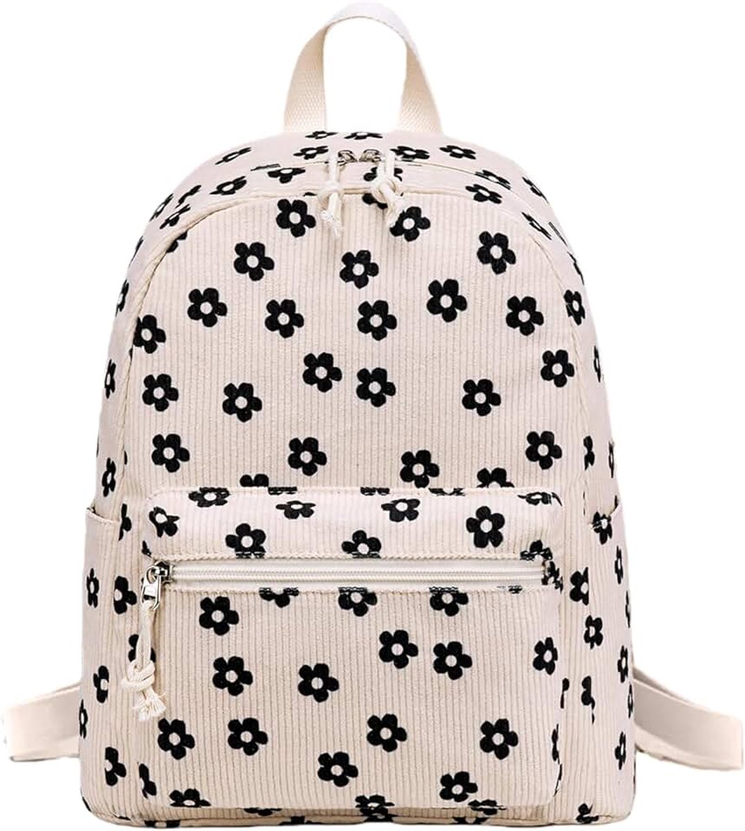 Kleine damesrugzak, kleine stadsrugzak, casual corduroy dagrugzak, mini-portemonnee voor school, werk, reizen, winkelen