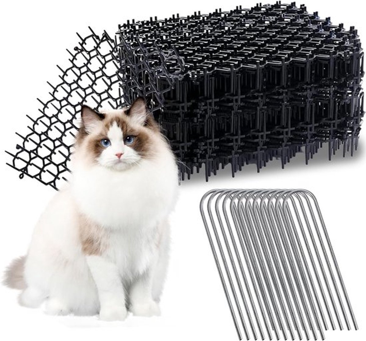 15-delige Kat Afschrikmat met Spikes 15x20cm - Anti-Dog Graafmat voor Tuin en Binnengebruik met 12 U-vormige Stokken