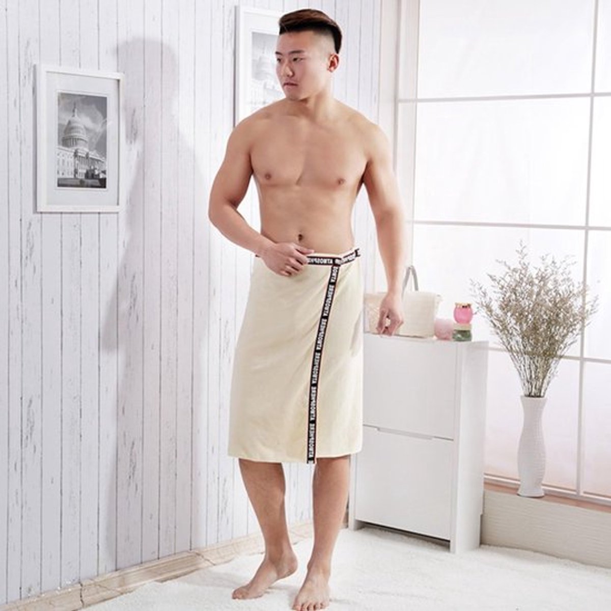 Zachte en absorberende saunakilt voor mannen, sneldrogend en kleurvast, ideaal voor sauna en strandgebruik