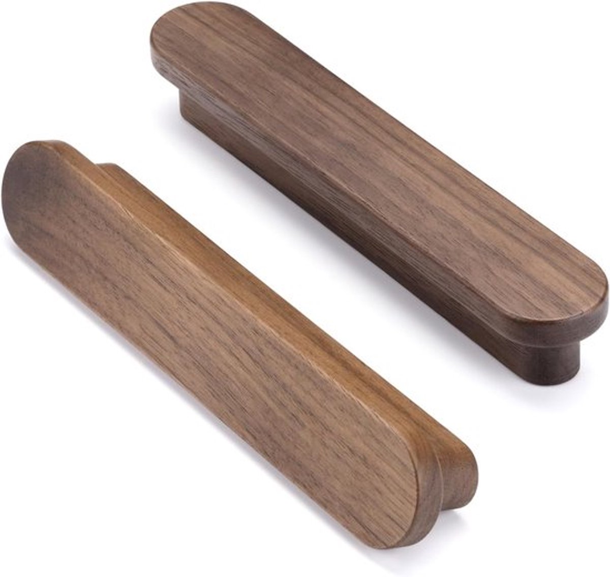 6 Stuks Houten Meubelhandgrepen, 128mm Gatafstand, Ideaal voor Keuken- en Ladenmeubels, Walnoot Hout
