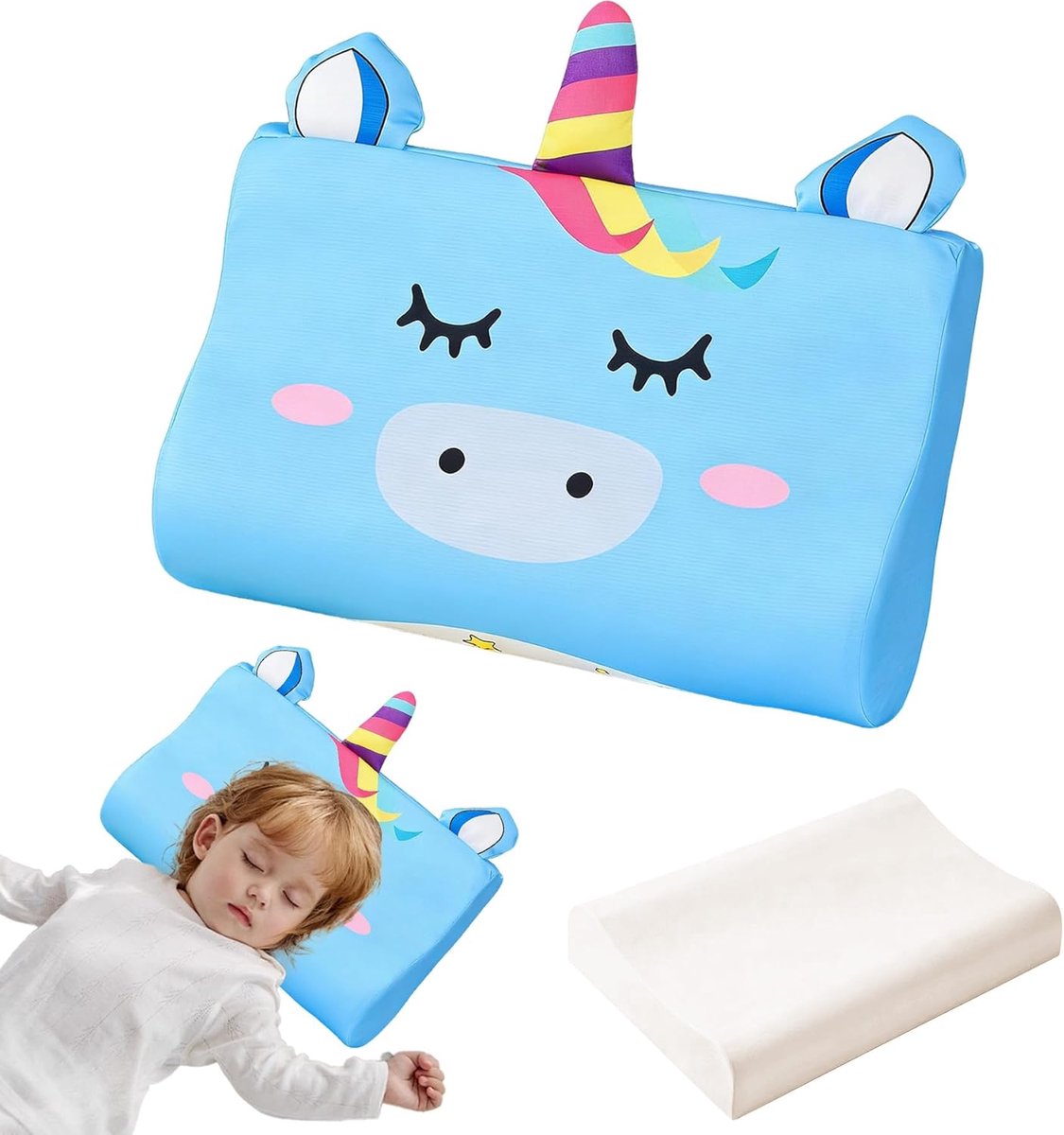 SnelShoppen - Ergonomisch Kinderkussen met Geheugenfoam - Ademend en Huidvriendelijk - Schattig Dierenontwerp - 45 x 27 cm - Perfect voor Gezonde Slaa