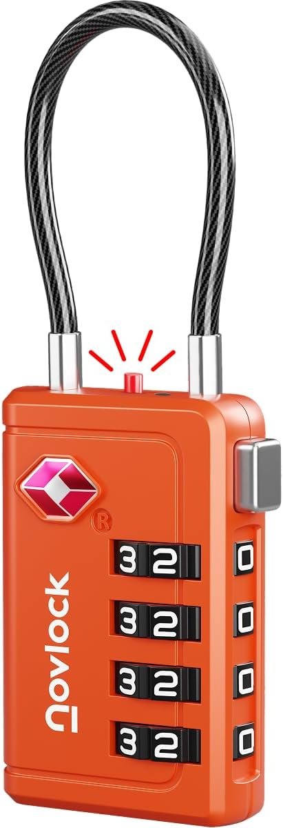 SnelShoppen - TSA Slot met Controle Indicator - 4-Cijferige Digitale Hangslot voor Reis, Koffer, Rugzak & Cabineluggage - Oranje