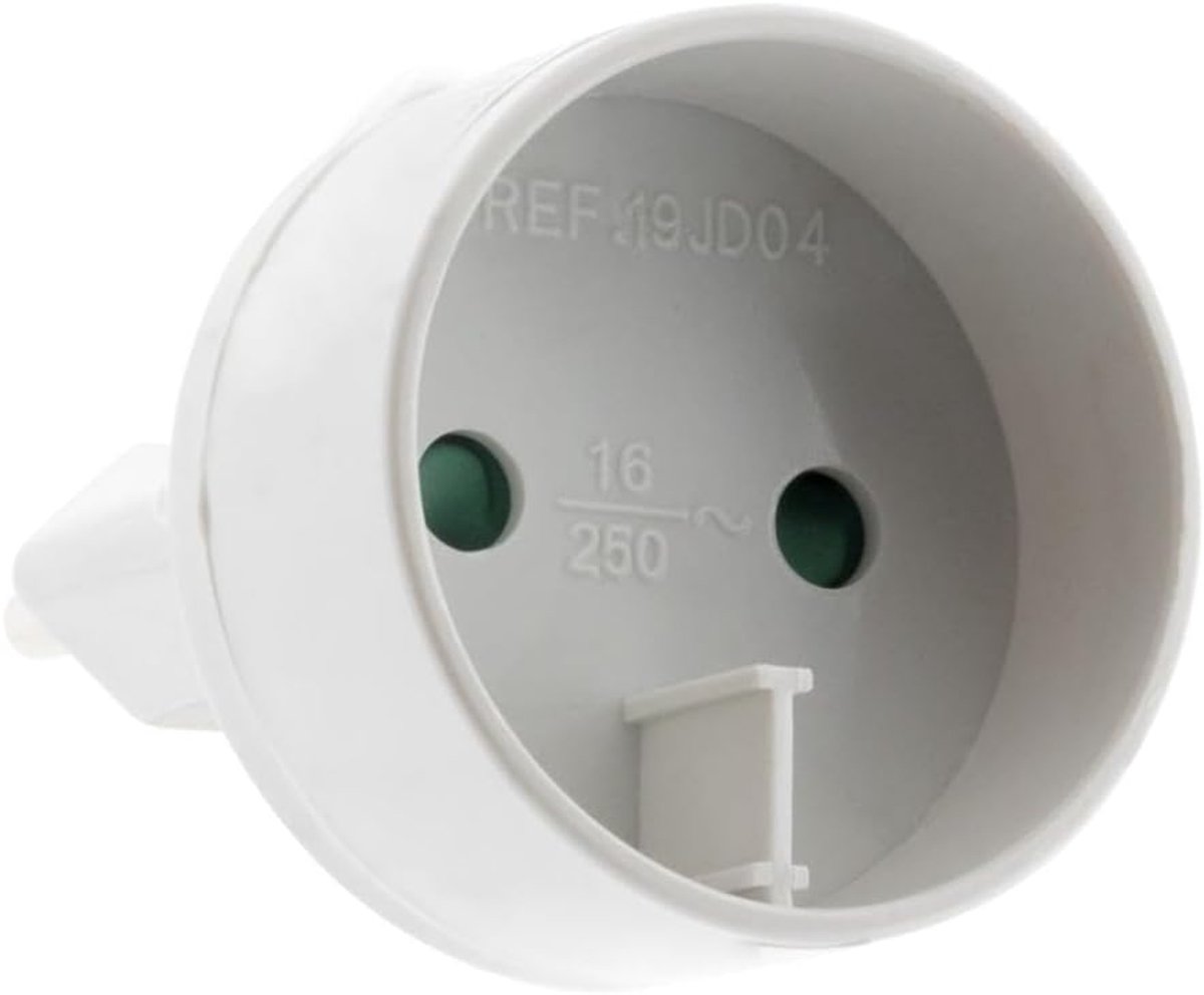 SnelShoppen - Type C Plug Adapter 6A naar 16A met Aardingscontact - Elektrische Transformator - Vermogen 1320W - Robuuste Ronde Behuizing - Wit voor T