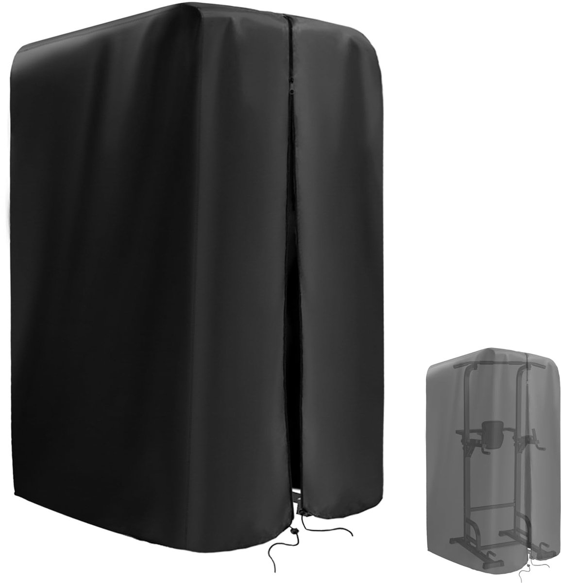 SnelShoppen - Waterdichte Pull Up Bar Station Cover - Beschermhoes voor Power Tower en Dip Stands - 106 cm L x 106 cm B x 165 cm H - Zwart - 420D Ox M