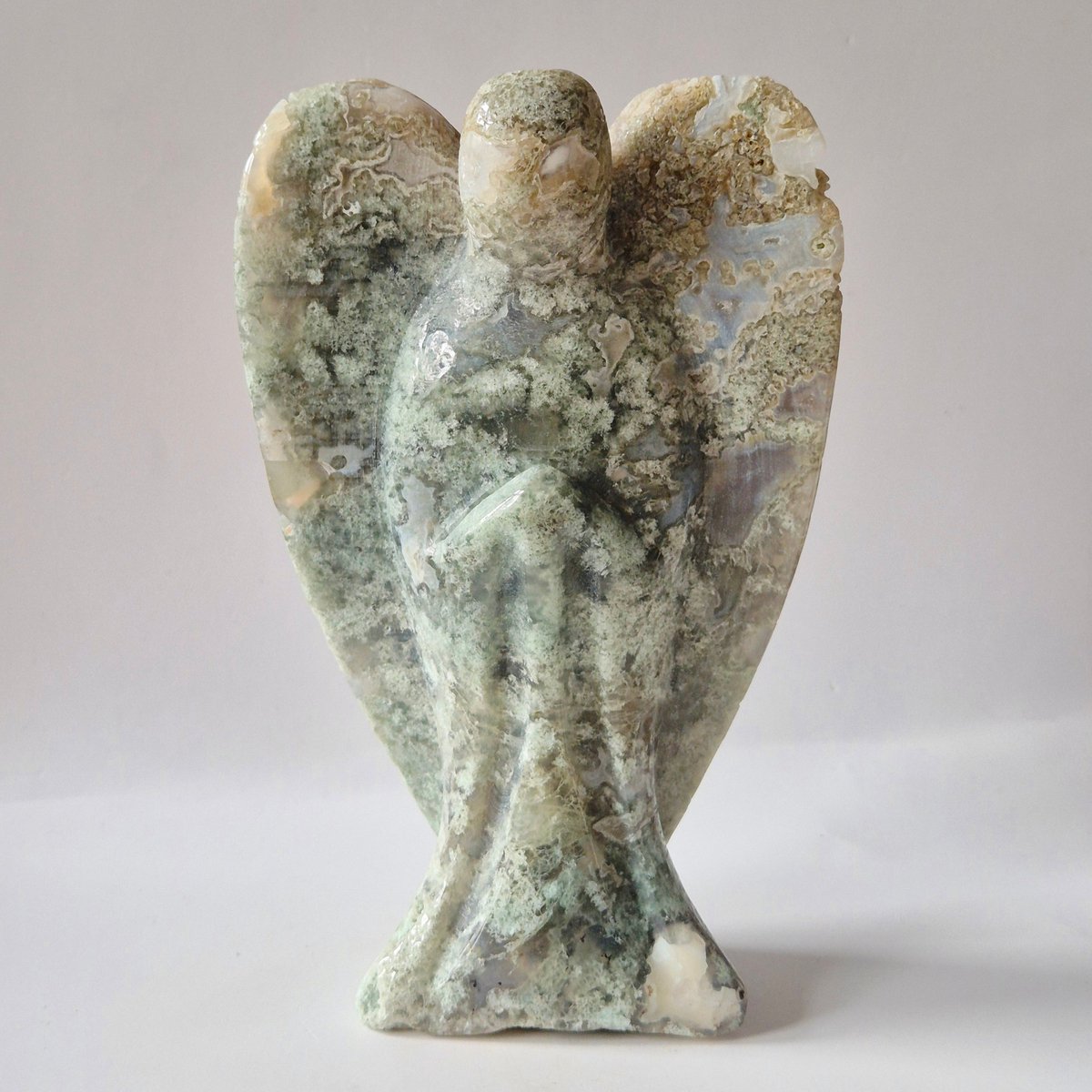 Edelsteen Druzy Mosagaat Engel – 15 cm | ca. 526 gram