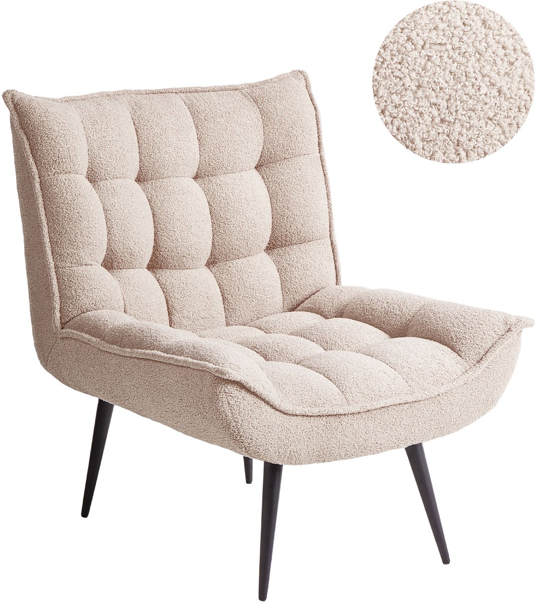 ALVESTA - Fauteuil - Beige - Bouclé