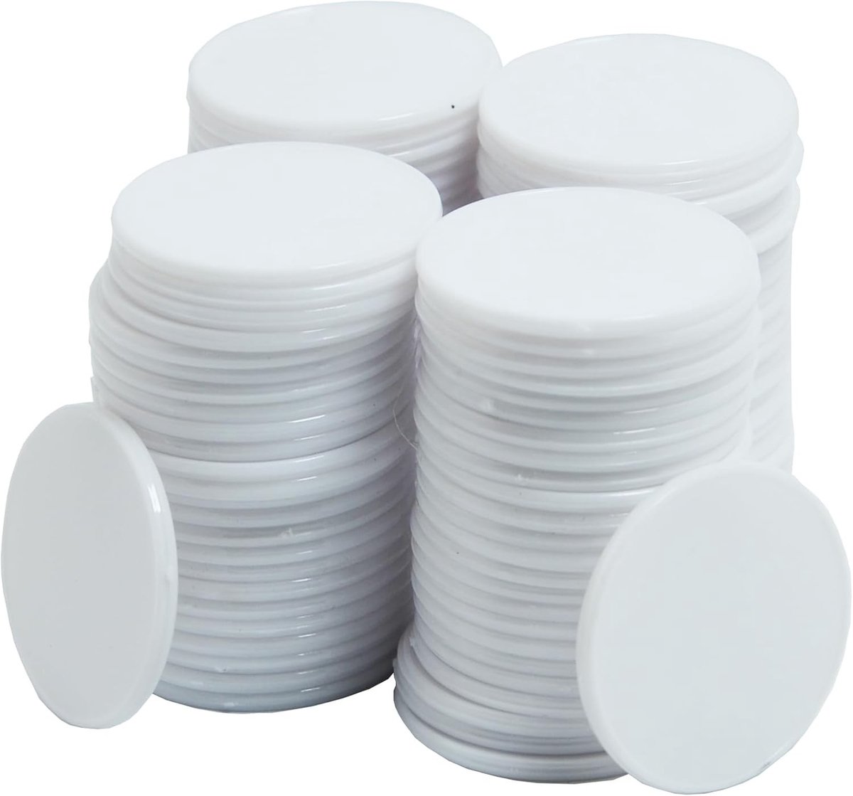 Opaque Plastic Leather Count Counters Mini Poker Chips Spel Tokens met Opbergdoos - Wit, 32mm (100 Stuks) voor Poker en Spellen