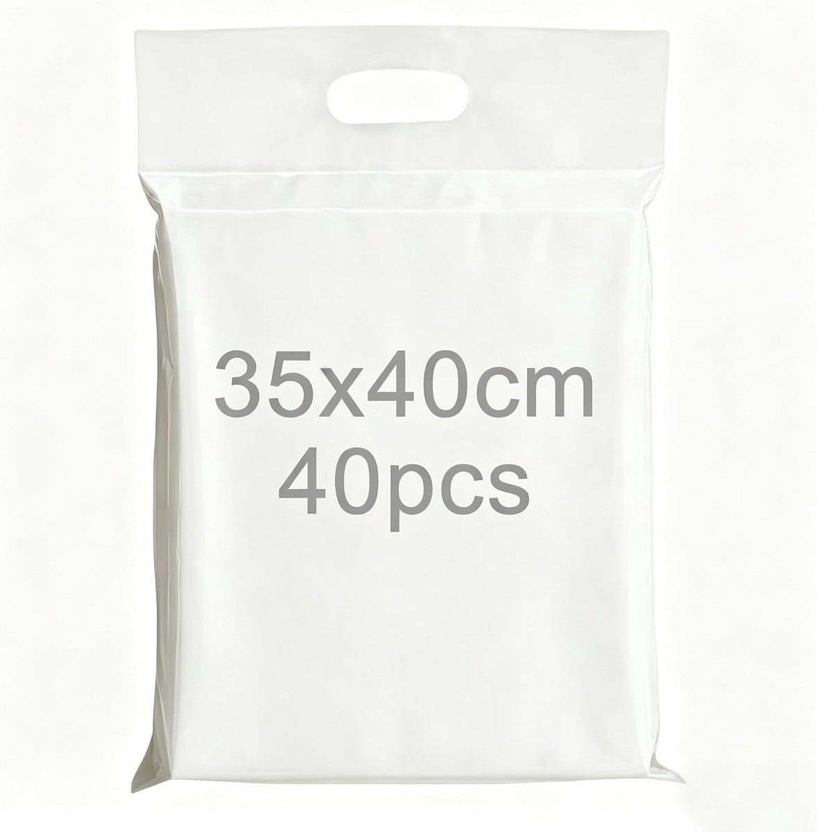 SnelShoppen - 40 Stuks 35x40cm Verzendzakken met Handvat, Plastic Verzendtassen voor Kleding, Opaque Waterdichte Verpakking met Kleefsluiting