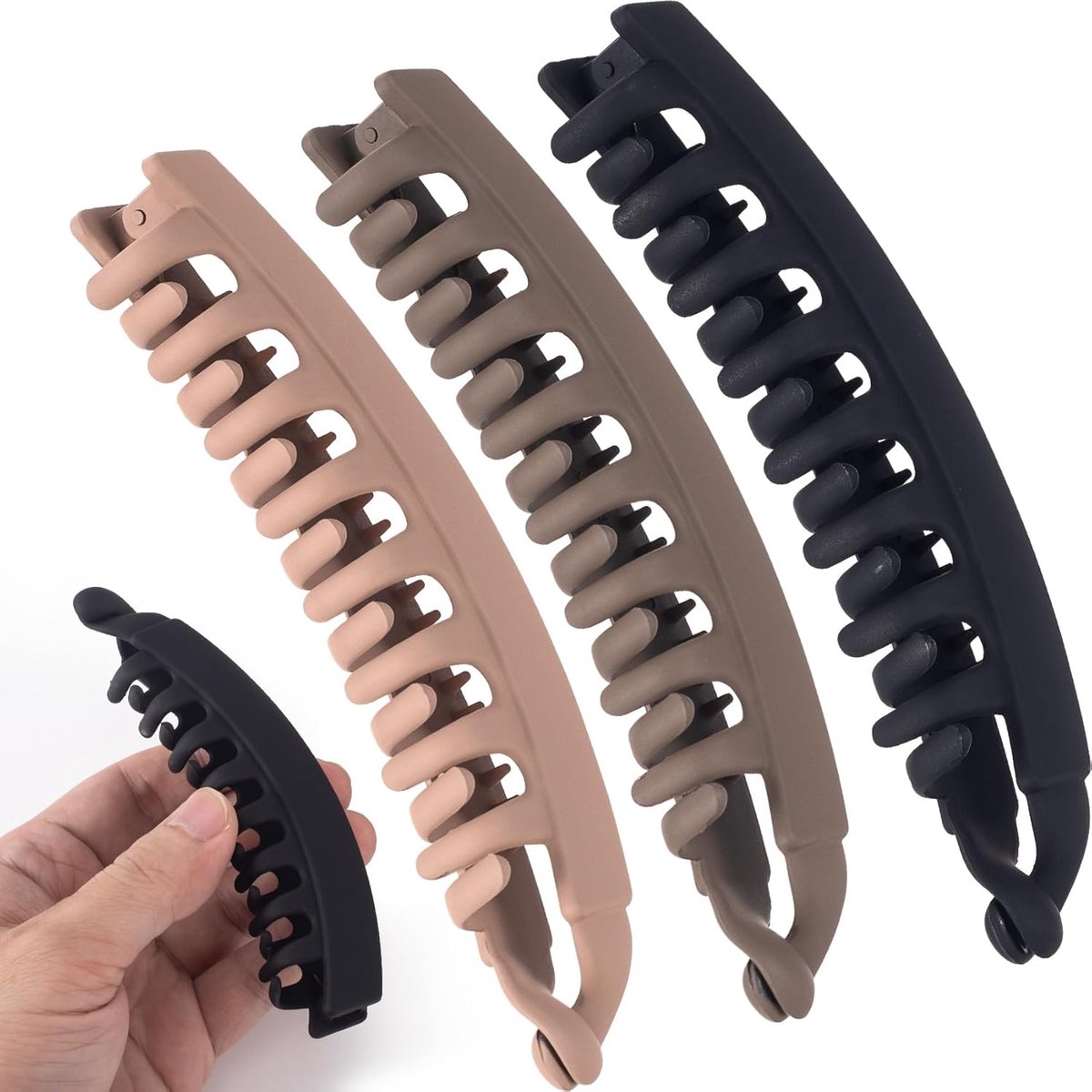 SnelShoppen - 3x Banana Clip Haarspeld - Grote Haarclip voor Dikke Haar - Perfect voor Ponytails en Half Updos - Ideaal als Kerstcadeau