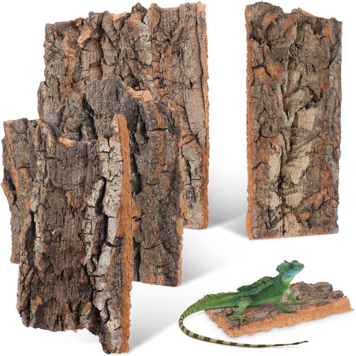 SnelShoppen - Reptiel Kurkbast Set van 4 Stukken - Natuurlijke Kurkbast Achtergrond voor Terrarium - Decoratie en Klimmat voor Hagedissen en Baardagam