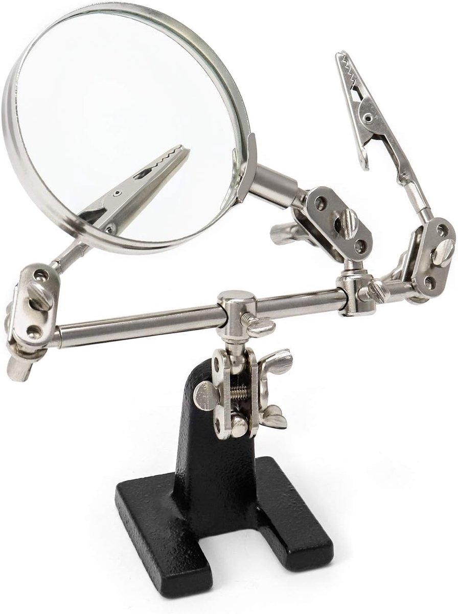 SnelShoppen - Derde Hand Vergrootglas met Klemmen, Verstelbare 5x Vergroting voor Solderen, Knutselen en Inspectie van Micro-Objecten, 26.5 cm Breed,