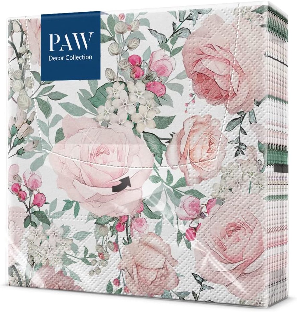 SnelShoppen - Papieren Servetten 3 Laags 33x33 cm - 20 Stuks - Gekleurde Rozen - Ecolabel - Feestdecoratie - Tafelaccessoires voor Verjaardagen, BBQ e