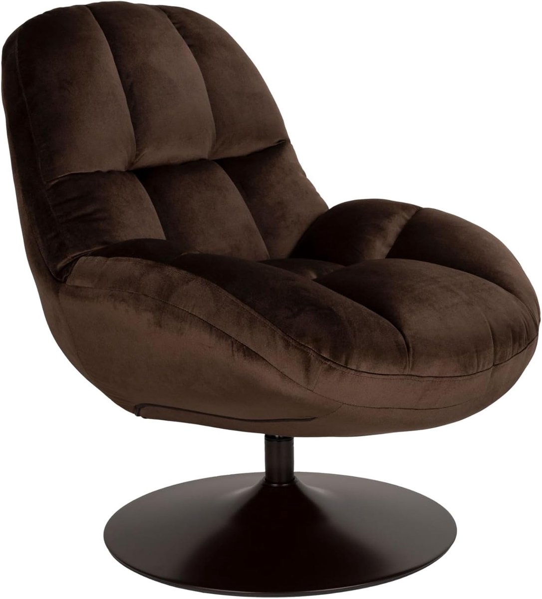 SnelShoppen - Draaibare Fauteuil Bruin - Comfortabele Velvet Stoel voor Woonkamer, Thuiswerkplek of Slaapkamer - Modern Design met Metalen Poot