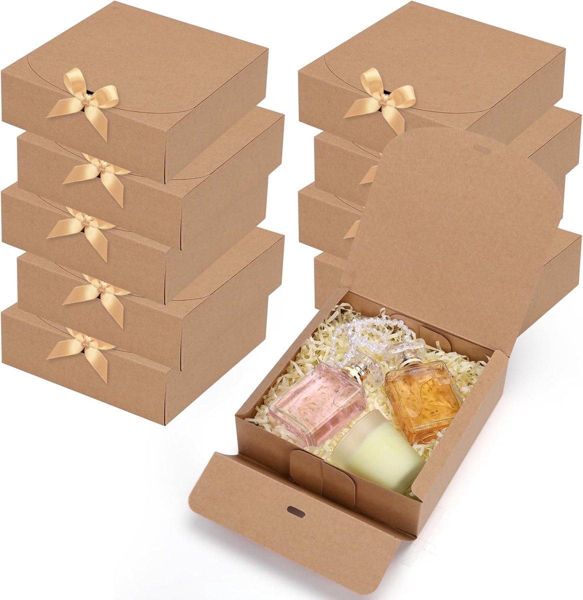 SnelShoppen - Geschenkdozen met Deksel - Bruine Feestdozen 16x16x5 cm - 10 Stuks - Herbruikbaar en Milieuvriendelijk - Perfect voor Verjaardag, Bruilo