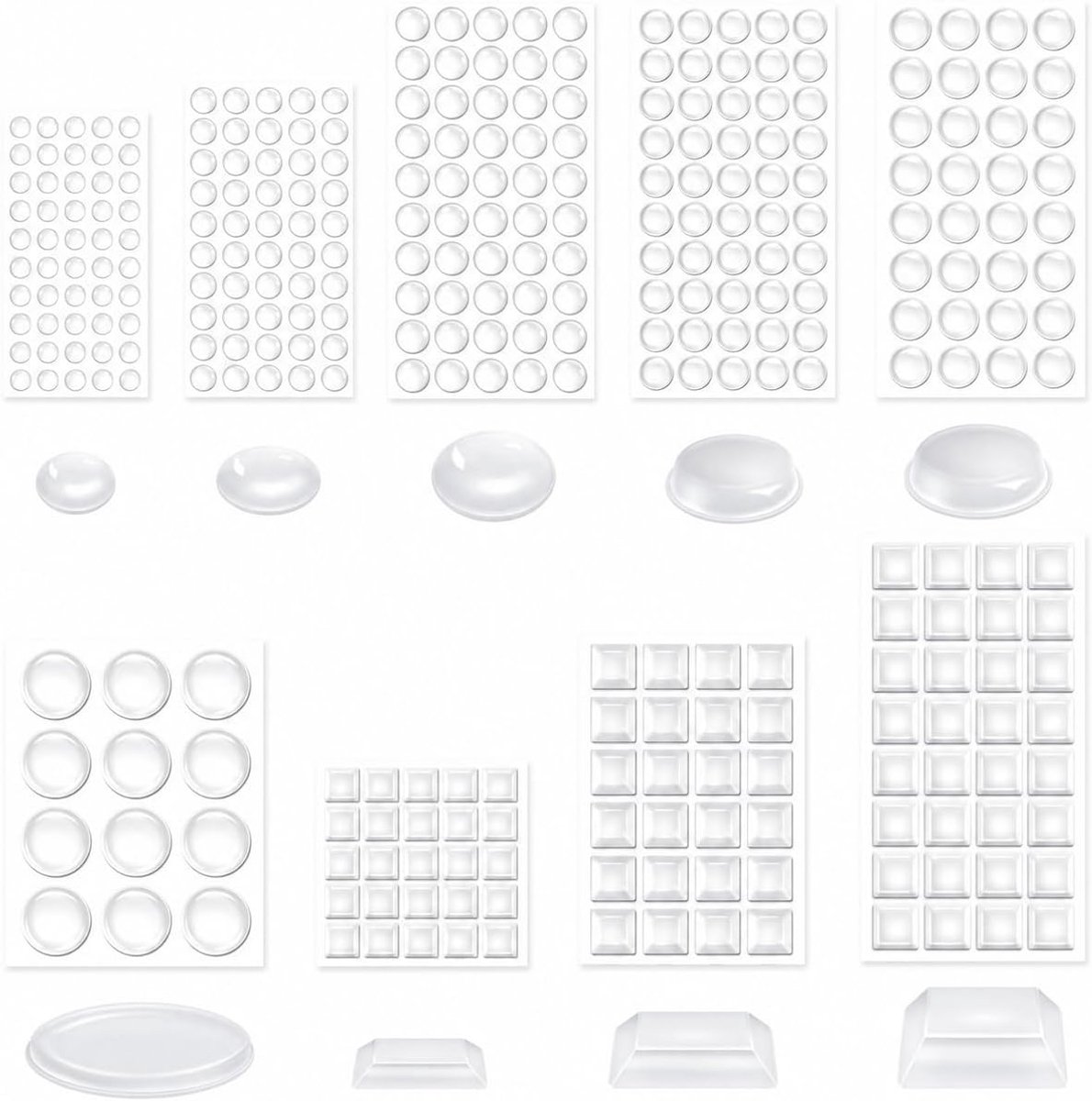 SnelShoppen - 325 Pcs Rubber Voetjes - Geluidsdempende Rubberen Buffer voor Keuken, Badkamer, Kantoor - Transparante Bescherming voor Meubels, Deuren,